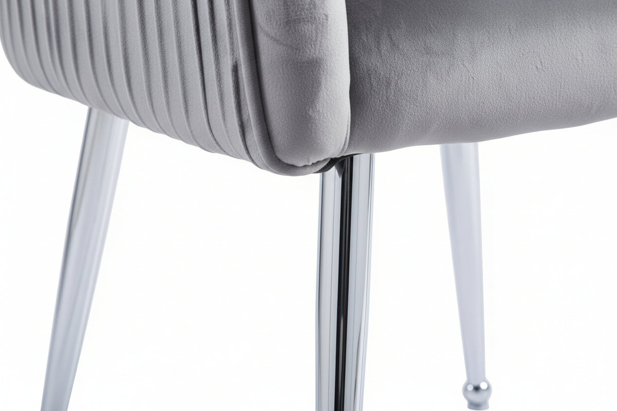 Lot 2 Chaises Salle à Manger Luxury Velours Anthracite Pieds Chrome 52x65,5x93,5cm