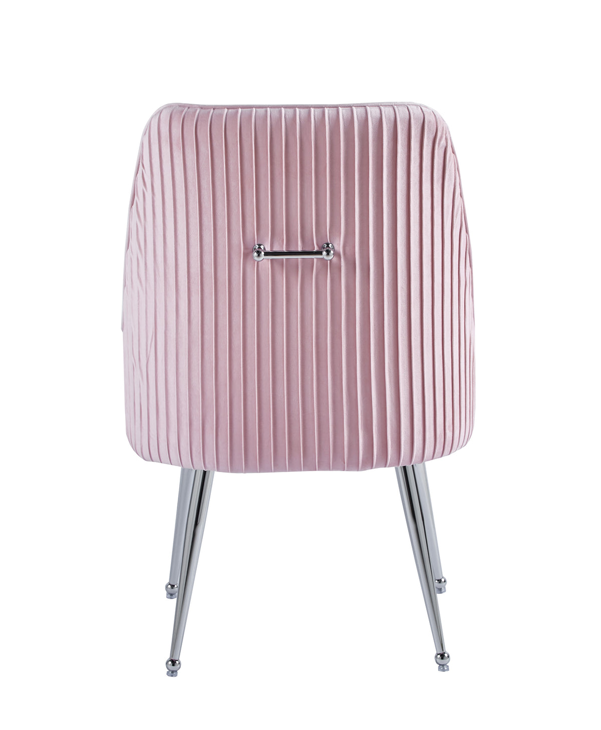 Chaise LUXURY Velours Pieds Chrome 52x65.5x93.5 cm #couleur_rose