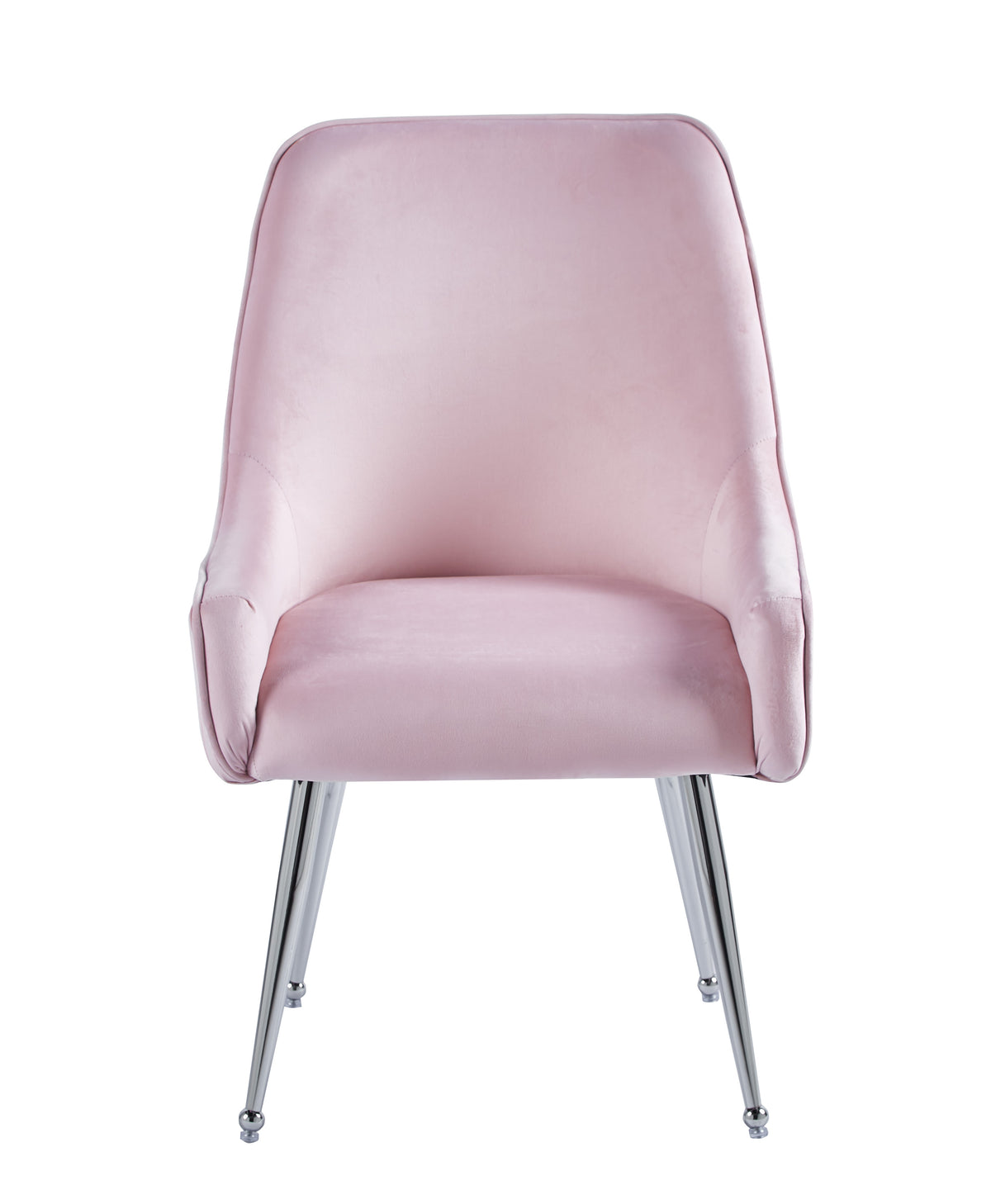 Chaise LUXURY Velours Pieds Chrome 52x65.5x93.5 cm #couleur_rose