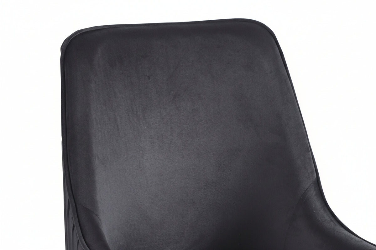 Lot 2 Chaises Salle à Manger Luxury Velours Noir Pieds Gold 56x58x93cm