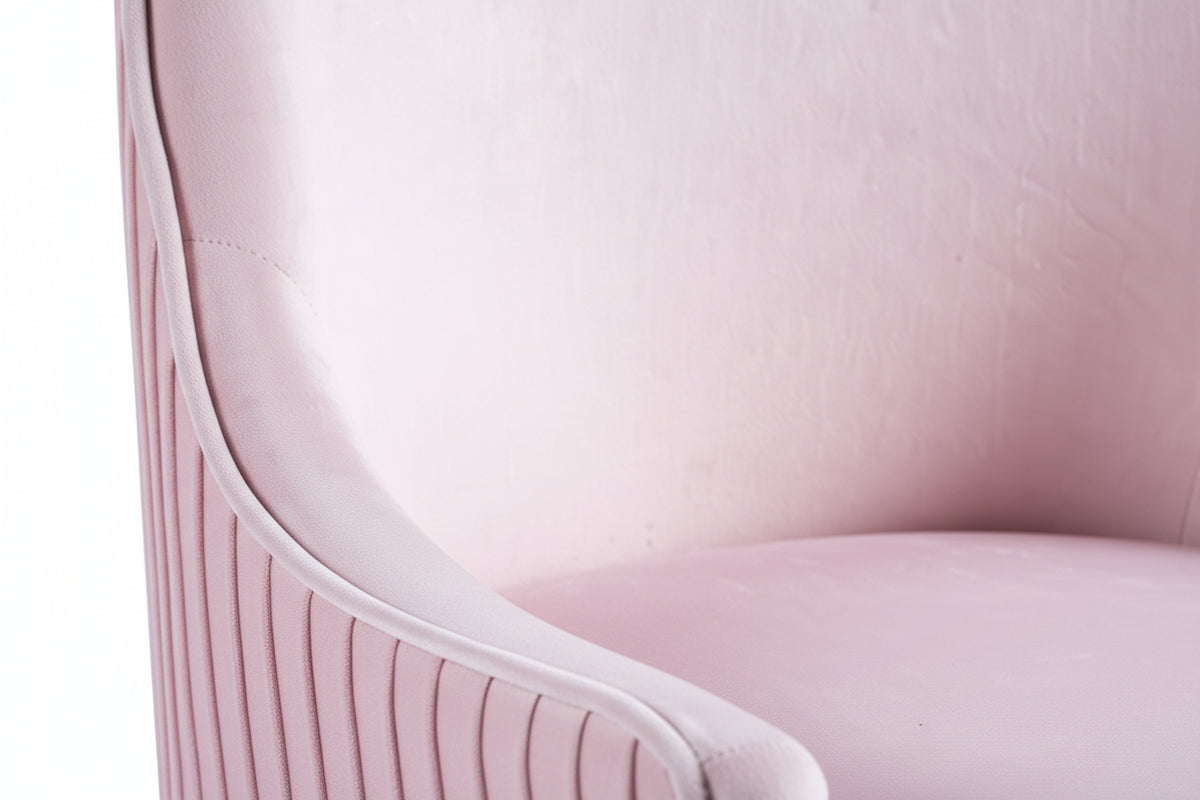 Lot 2 Chaises Salle à Manger Luxury Velours Rose Pieds Gold 56x58x93cm
