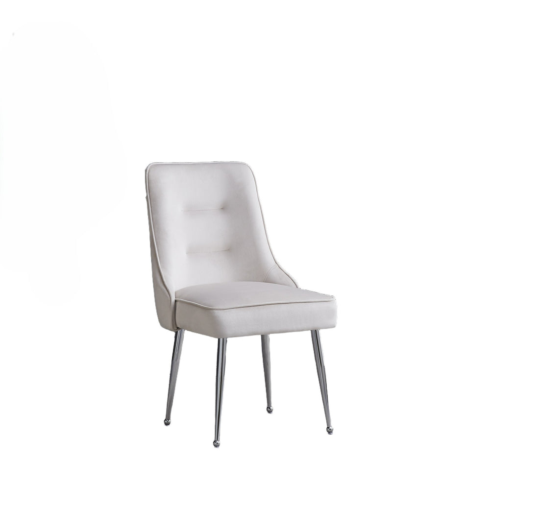 Lot de 2 chaises luxury ZIP en velours pieds chromés #couleur_beige