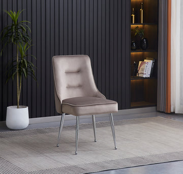 Lot de 2 chaises luxury ZIP en velours pieds chromés #couleur_moka