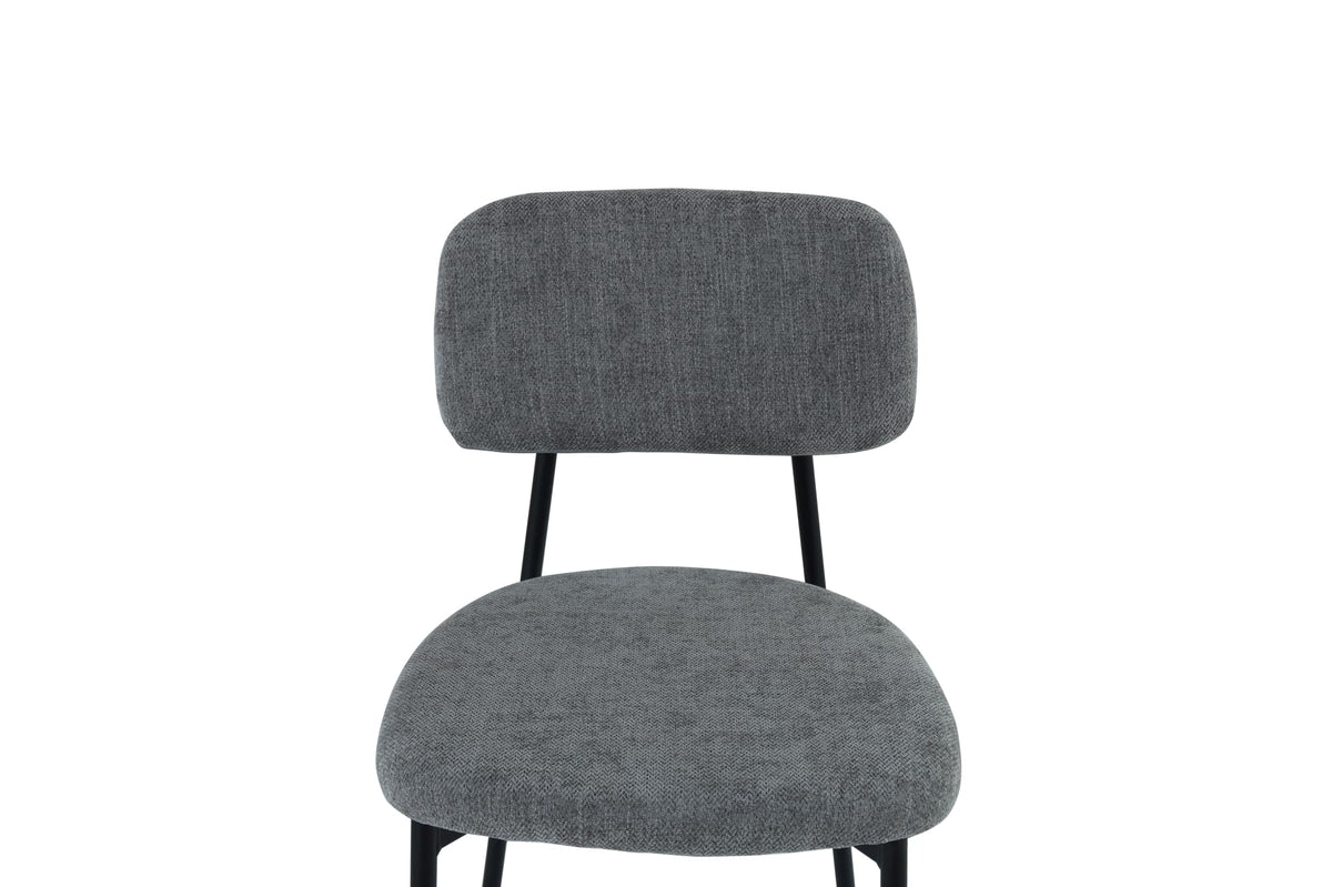 CHAISE AZRA PIED METAL NOIR ASSISES TISSU HERITAGE ANTHRACITE