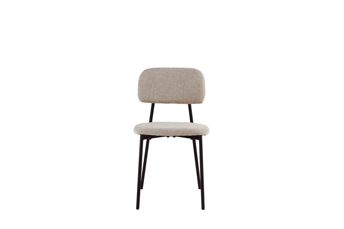 CHAISE AZRA PIED METAL NOIR ASSISES TISSU HERITAGE SABLE
