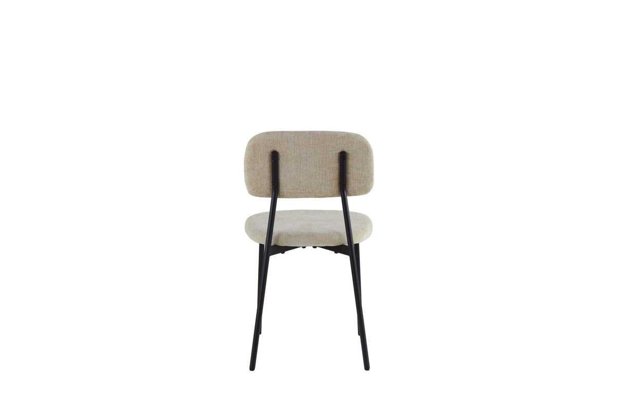 CHAISE AZRA PIED METAL NOIR ASSISES TISSU HERITAGE SABLE