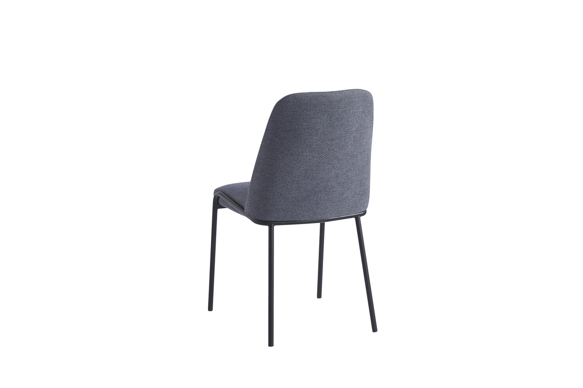 Chaise CALI Métal Noir Tissu effet lin #couleur_anthracite