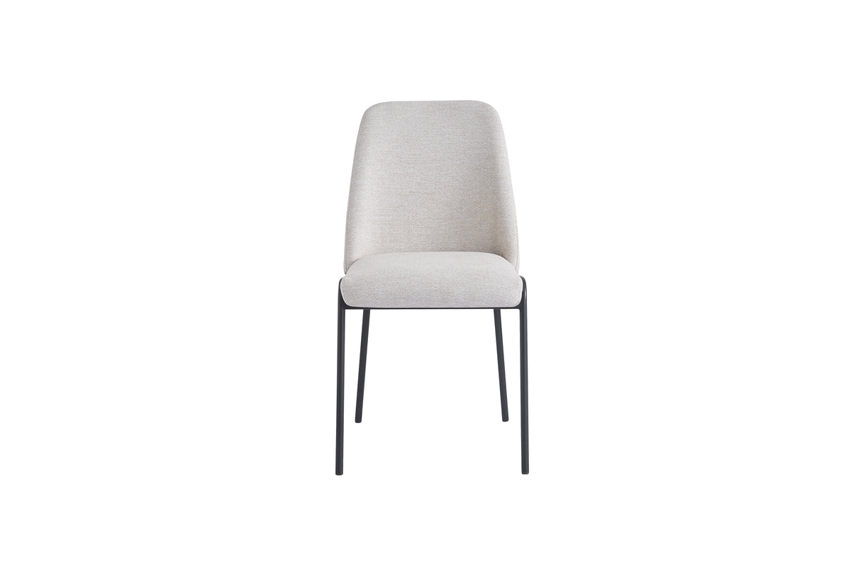 Chaise CALI Métal Noir Tissu effet lin #couleur_beige