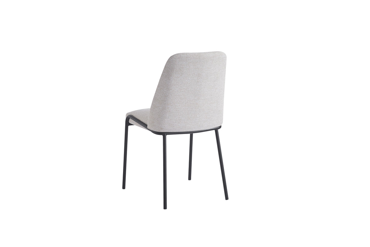 Chaise CALI Métal Noir Tissu effet lin #couleur_beige