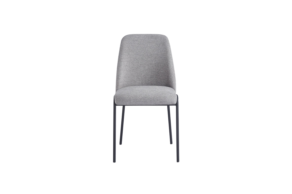 Chaise CALI Métal Noir Tissu effet lin #couleur_gris