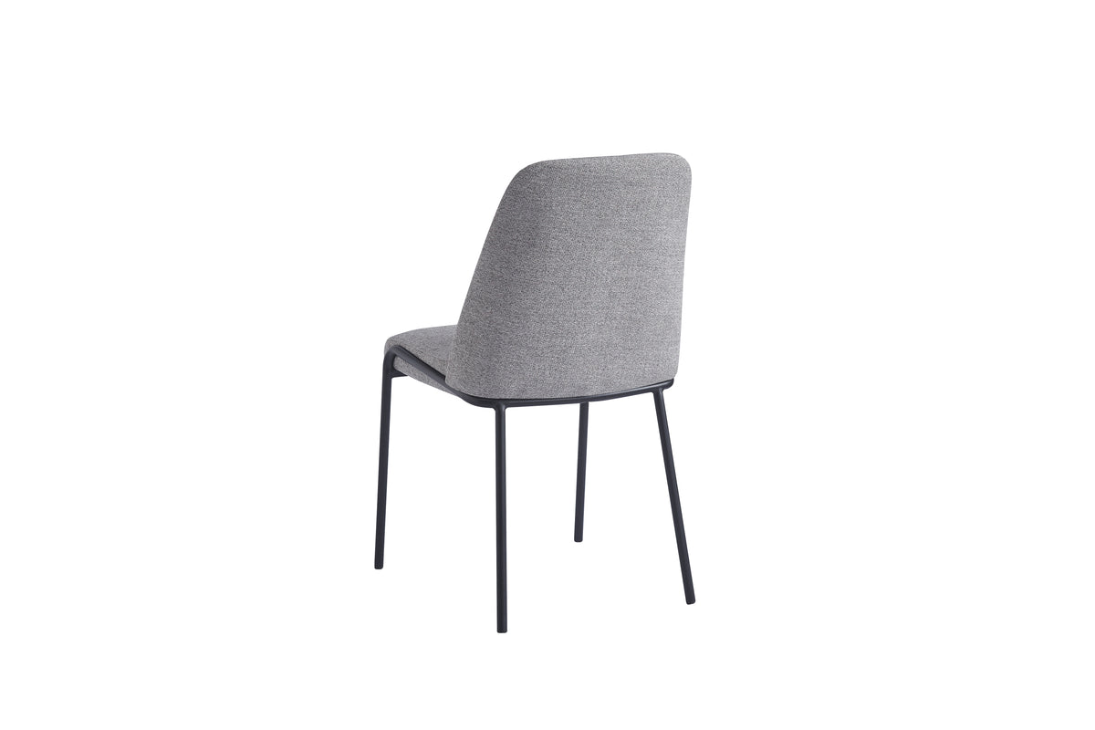 Chaise CALI Métal Noir Tissu effet lin #couleur_gris