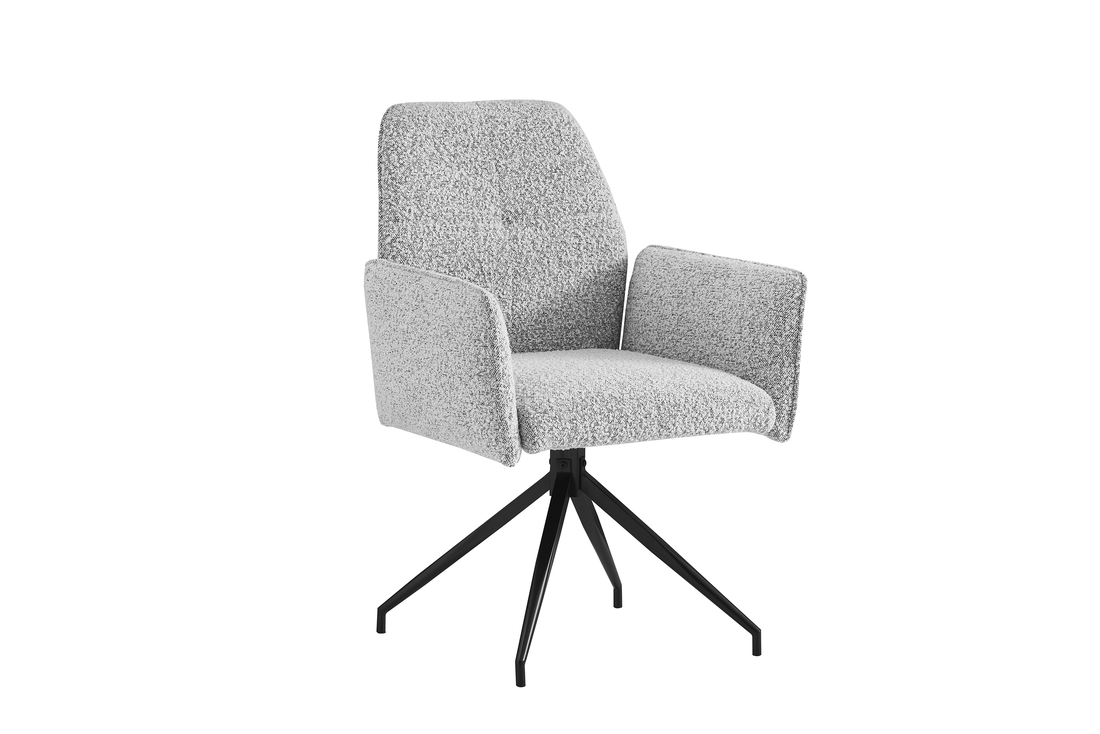 Chaise CARRERA Pivotante Tweed Gris Métal Noir #couleur_gris