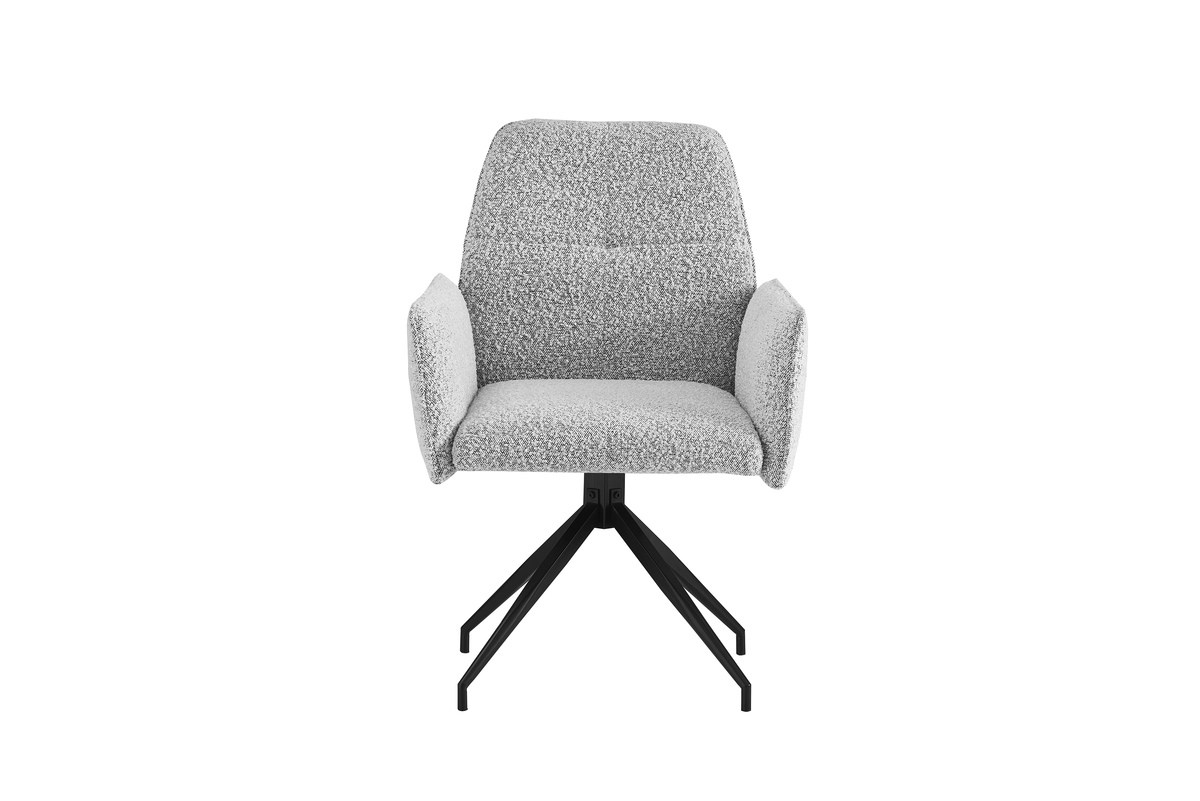 Chaise CARRERA Pivotante Tweed Gris Métal Noir #couleur_gris