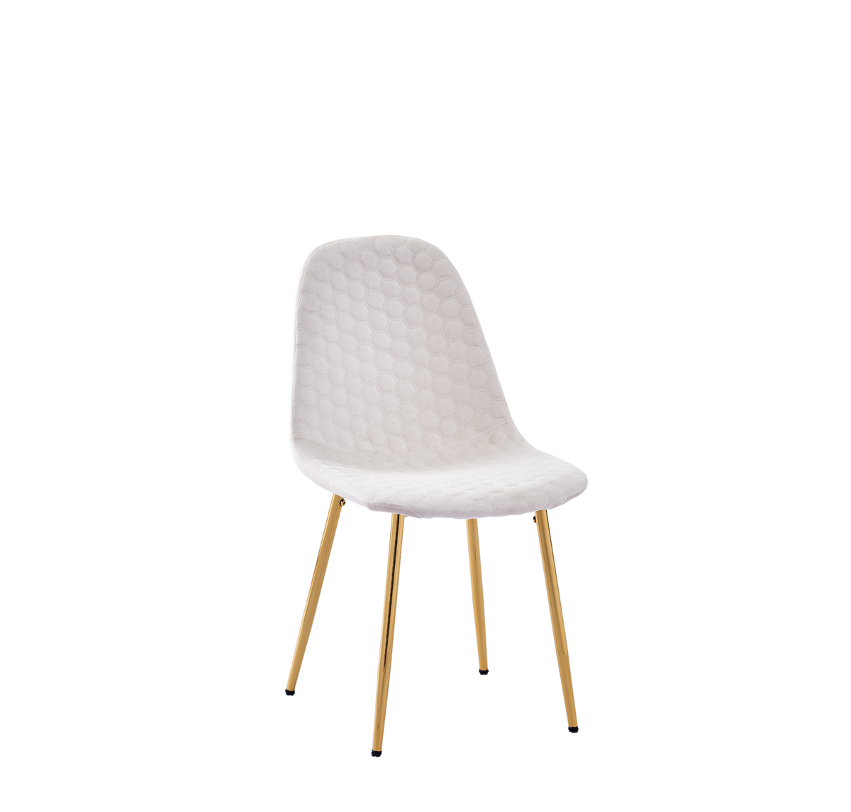 Lot 4 Chaises Salle à Manger Scandinaves Abeille Velours Beige Pieds Gold