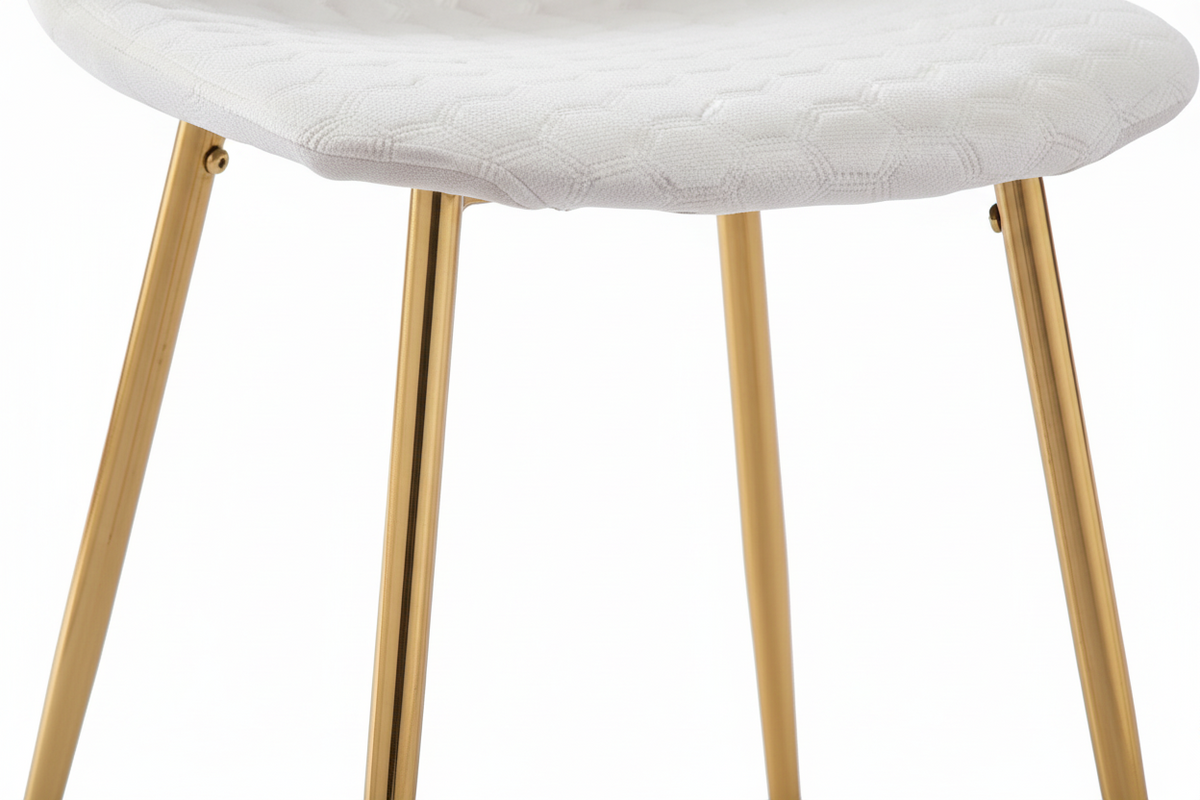 Lot 4 Chaises Salle à Manger Scandinaves Abeille Velours Beige Pieds Gold