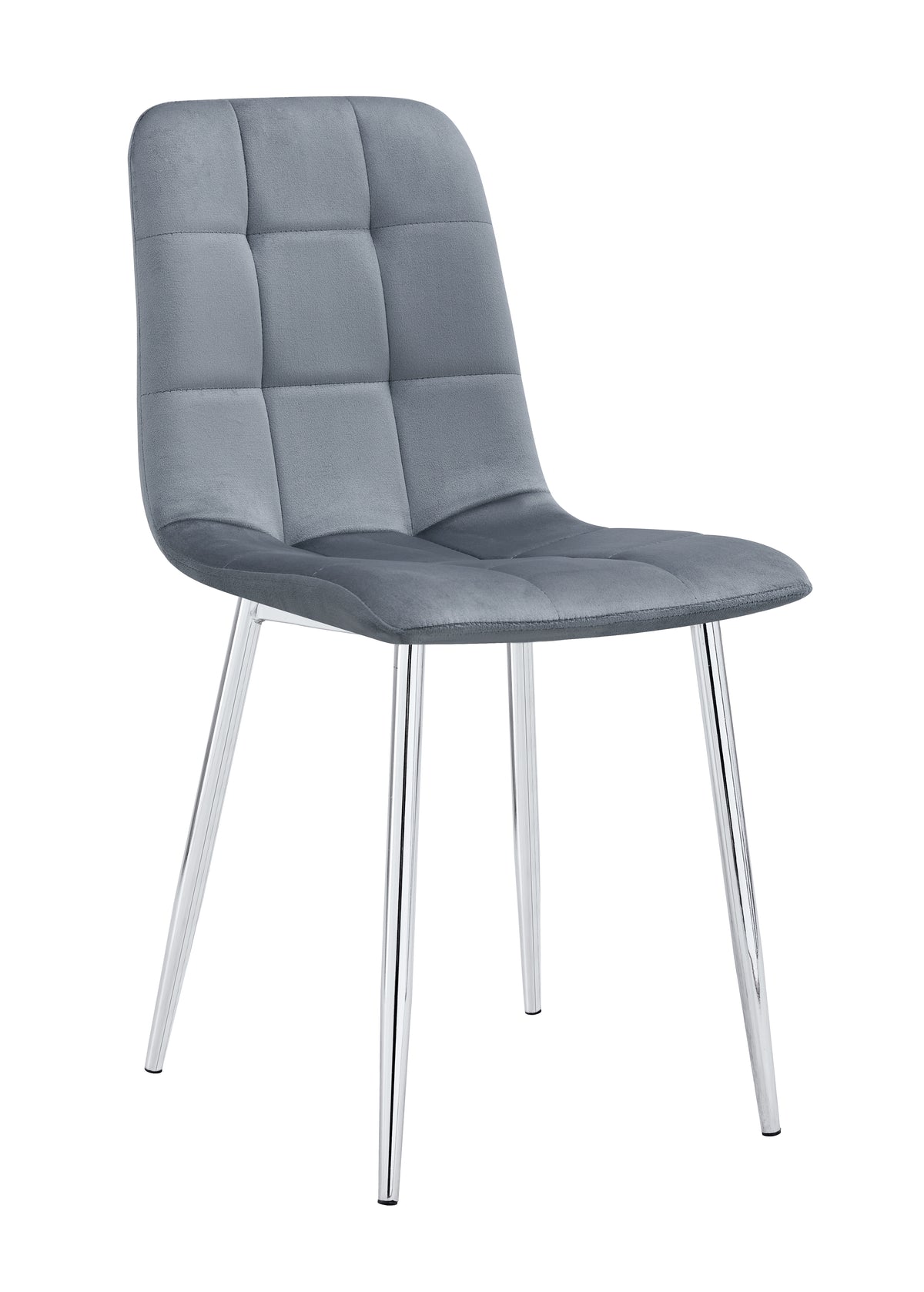 Chaise ELISA Velours Pieds Chrome #couleur_gris