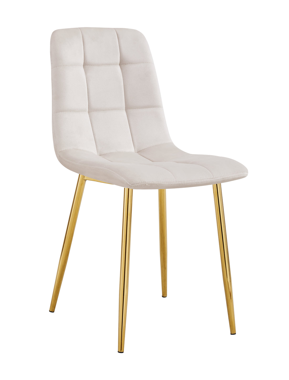 Lot 4 Chaises Salle à Manger Elisa Velours Beige Pieds Gold 42x55x87cm
