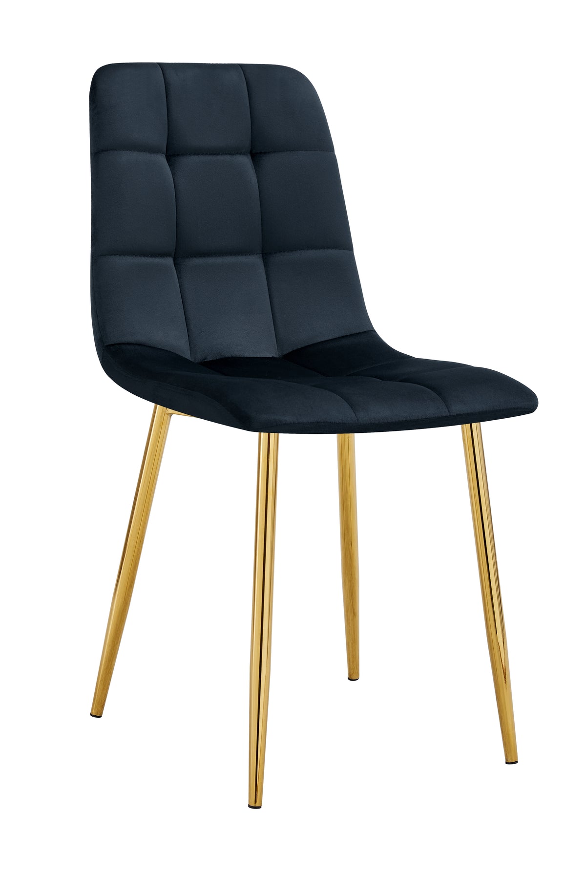 Lot 4 Chaises Salle à Manger Elisa Velours Noir Pieds Gold 42x55x87cm