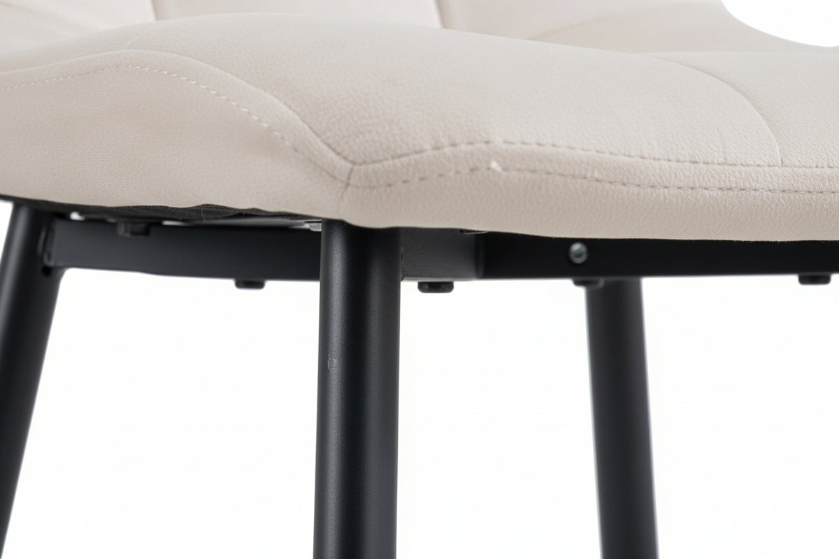 Lot 4 Chaises Salle à Manger Elisa Velours Beige Pieds Métal Noir 42x55x87cm