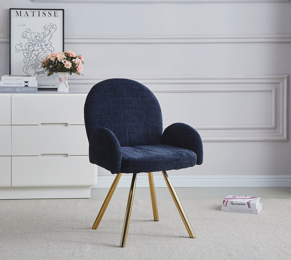 Chaise MIMI Gold avec Accoudoirs #couleur_bleu
