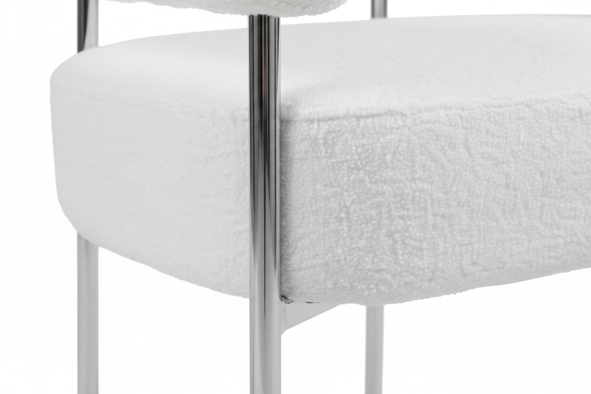 Lot 2 Chaises Salle à Manger Bulle Accoudoirs Velours Doudou Pieds Chrome 72x60x77cm