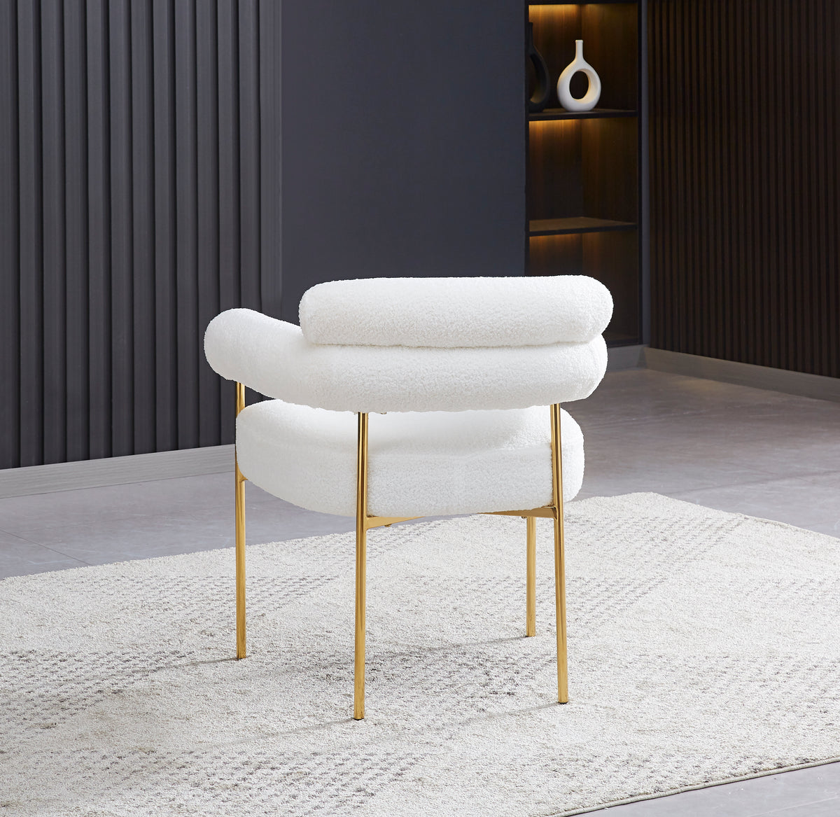 Chaise BULLE Velours Pieds Gold avec Accoudoirs #couleur_doudou