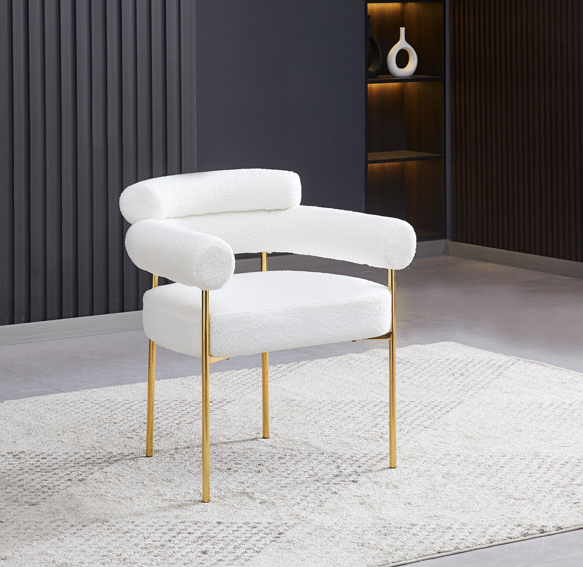 Chaise BULLE Velours Pieds Gold avec Accoudoirs #couleur_doudou