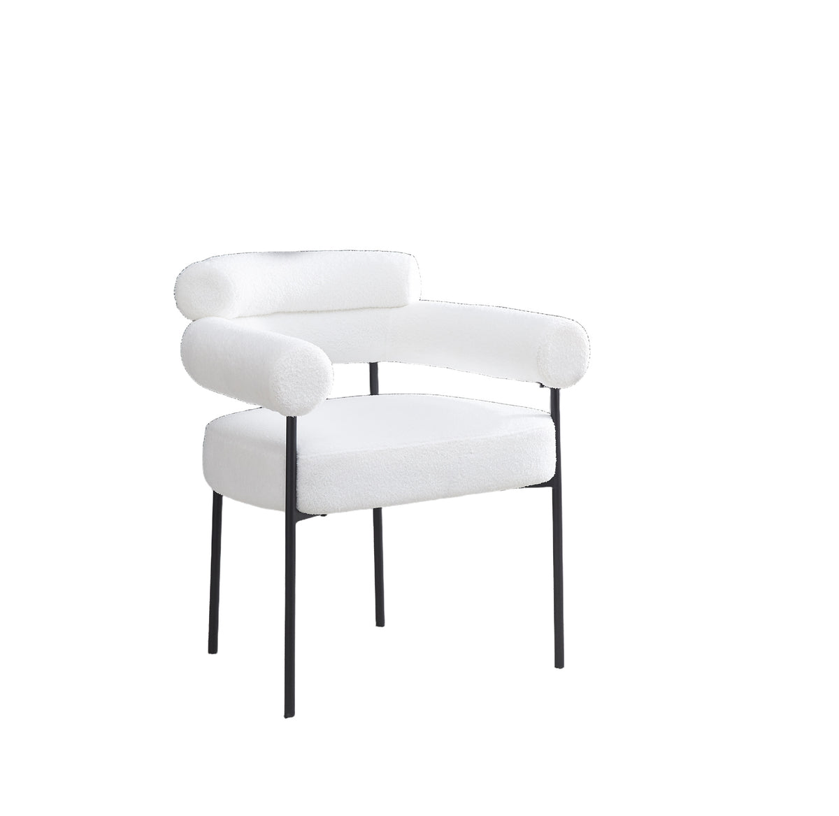 Lot 2 Chaises Salle à Manger Doudou Blanc Accoudoirs 72x60x77cm Métal Noir
