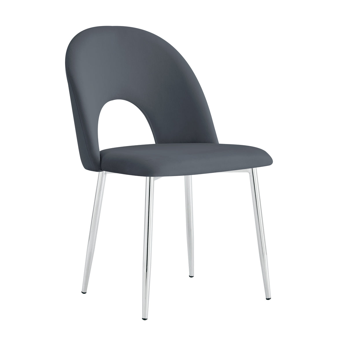 Lot de chaises TEDDY Chrome velours #couleur_anthracite