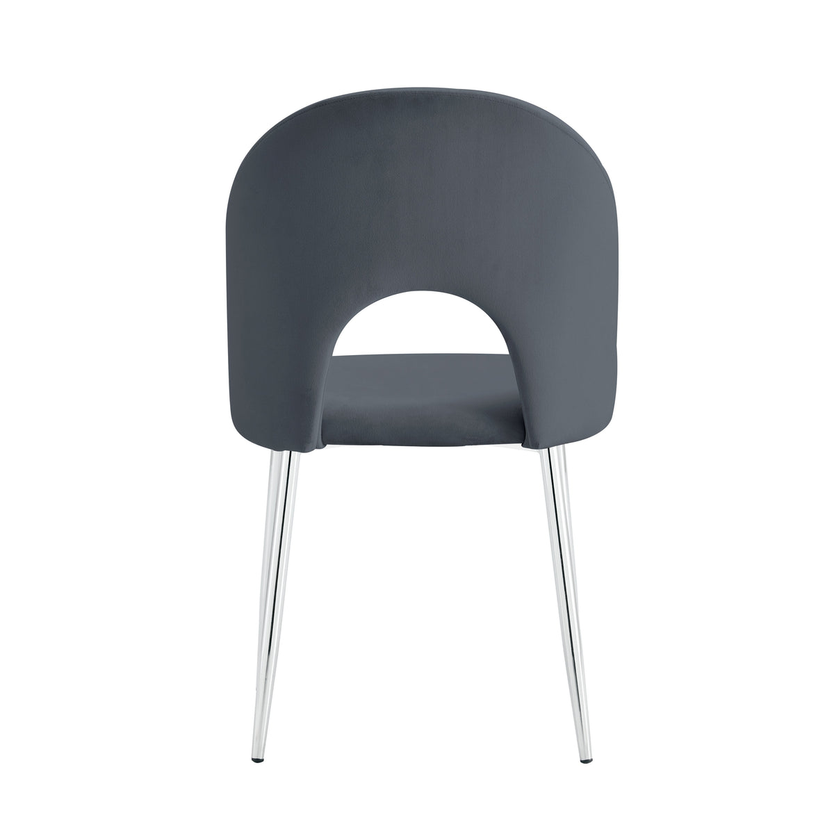 Lot de chaises TEDDY Chrome velours #couleur_anthracite