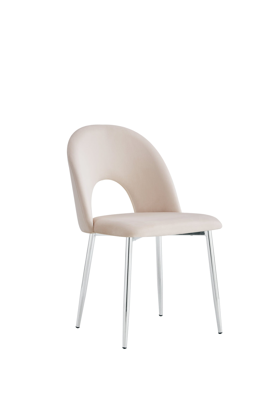 Lot de 4 chaises TEDDY Chrome velours - Beige #couleur_beige