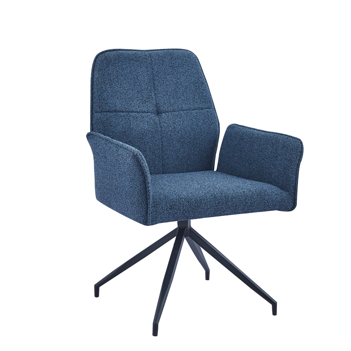 Chaise de bureau LUTETIA Métal Noir & Tissu Tweed #couleur_bleu