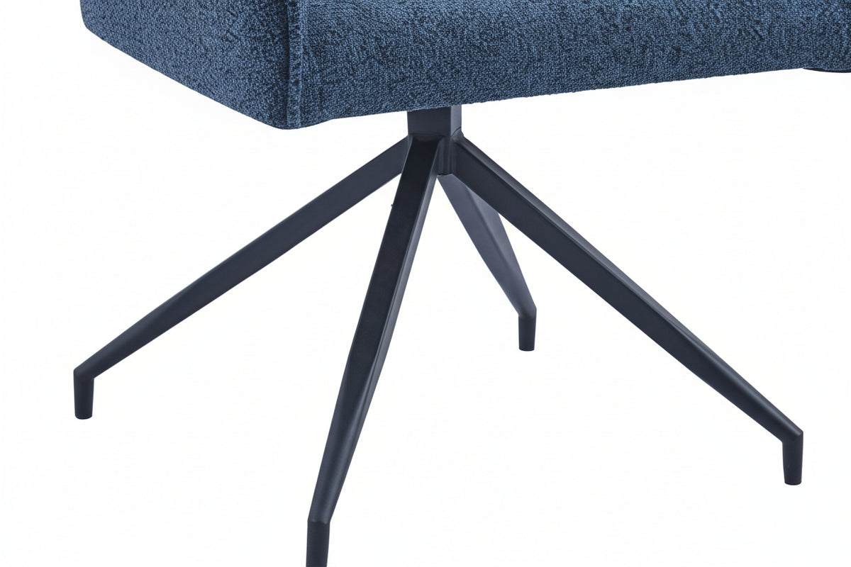 Lot 2 Chaises de Bureau Lutetia Tissu Tweed Bleu Pieds Métal Noir 65x62x87cm