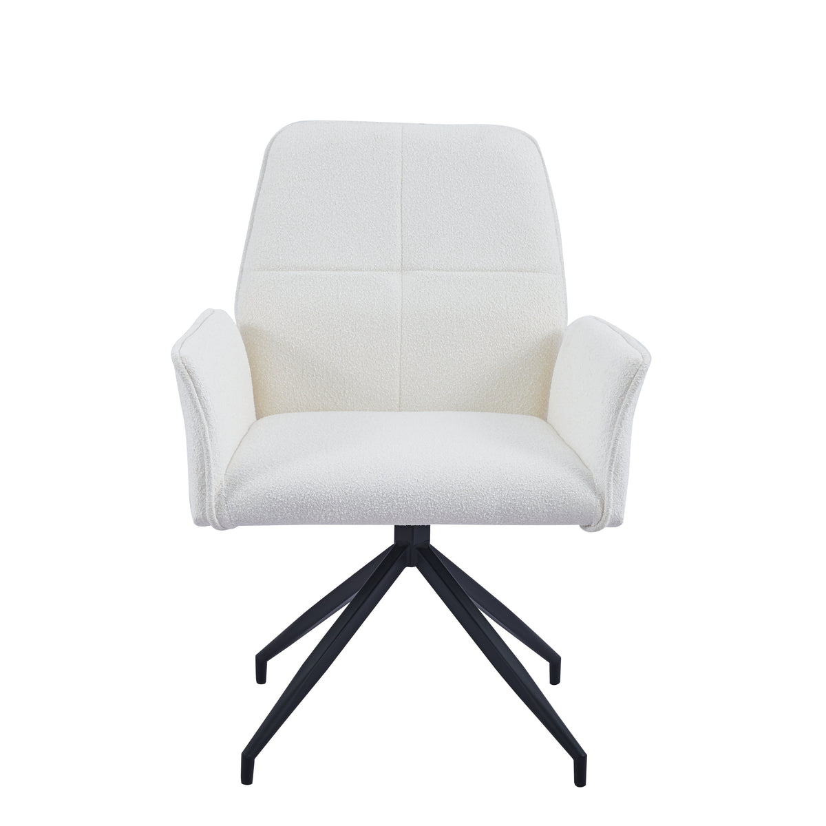 Chaise de bureau LUTETIA Métal Noir & Tissu Tweed #couleur_ecru