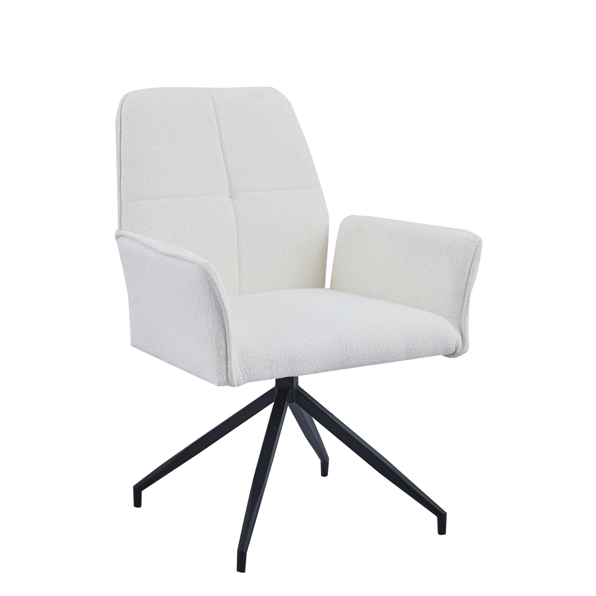 Chaise de bureau LUTETIA Métal Noir & Tissu Tweed #couleur_ecru