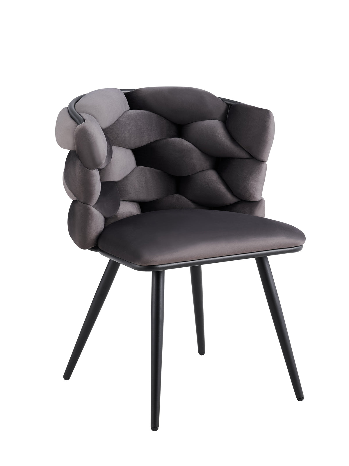 Lot de 2 chaises salle à manger en tissu anthracite pieds métal noir - LOLIPOP