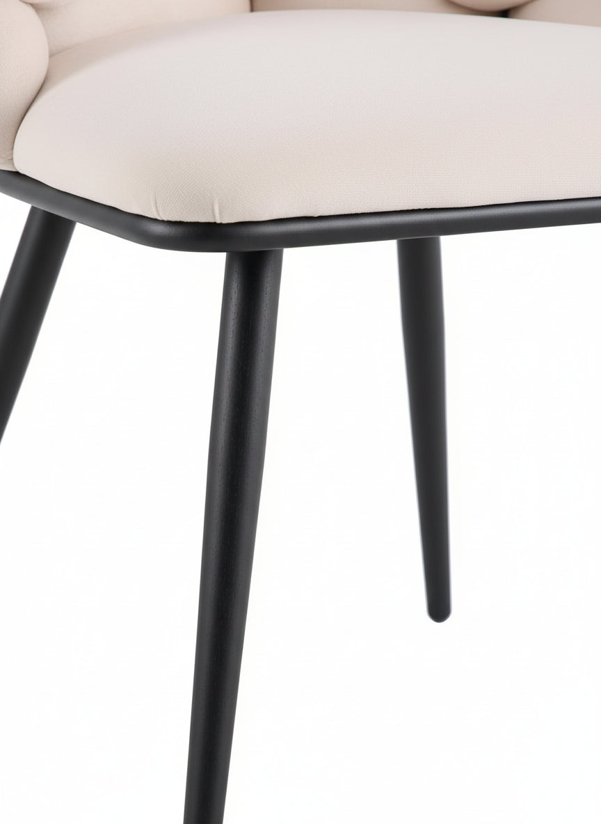 Lot de 2 chaises salle à manger en tissu beige pieds métal noir - LOLIPOP