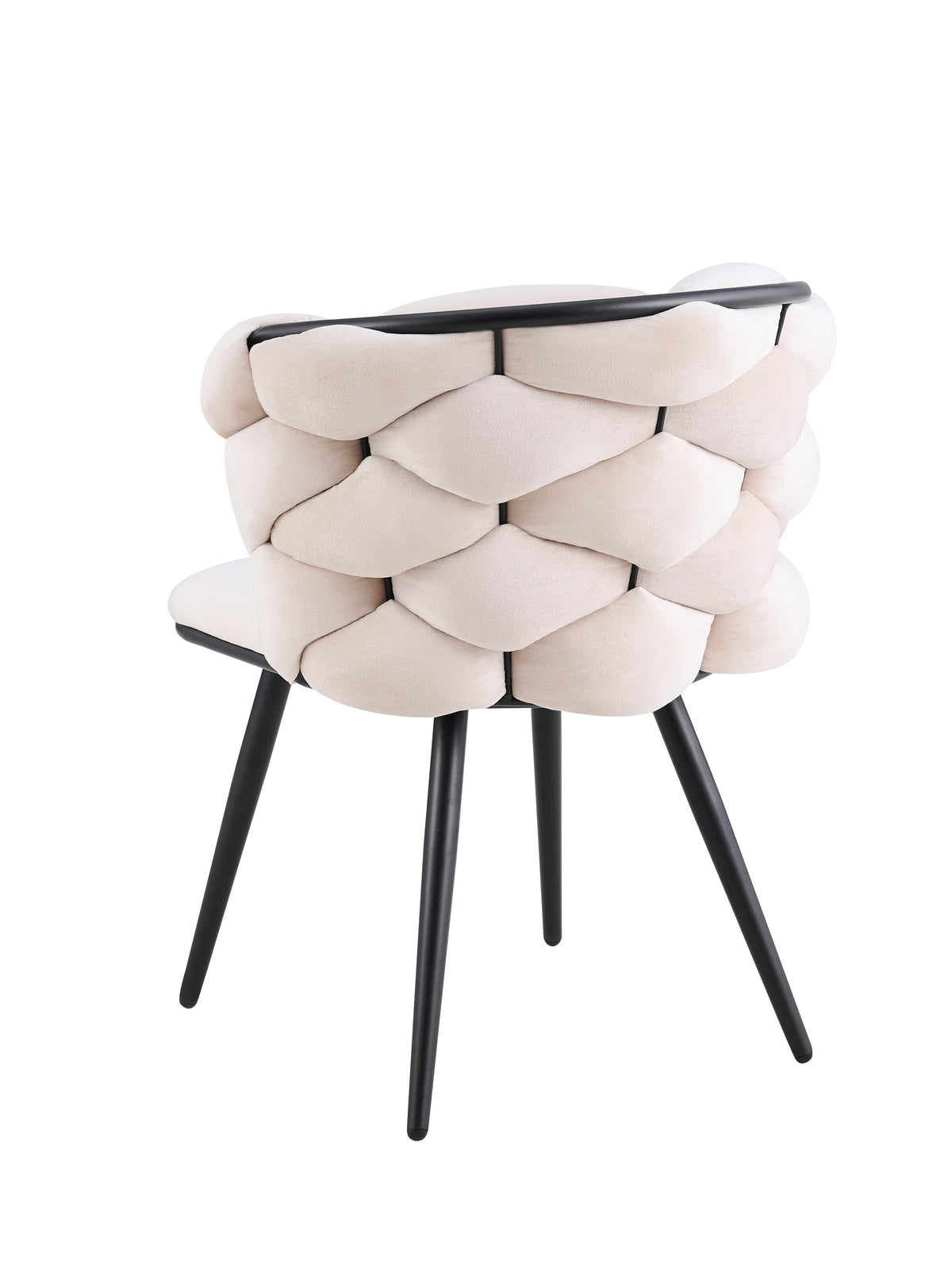 Lot de 2 chaises salle à manger en tissu beige pieds métal noir - LOLIPOP