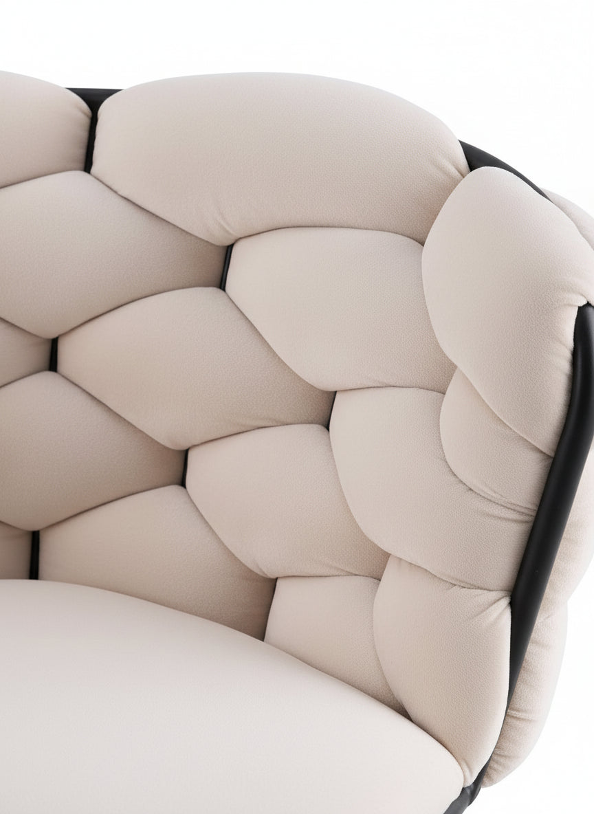 Lot de 2 chaises salle à manger en tissu beige pieds métal noir - LOLIPOP