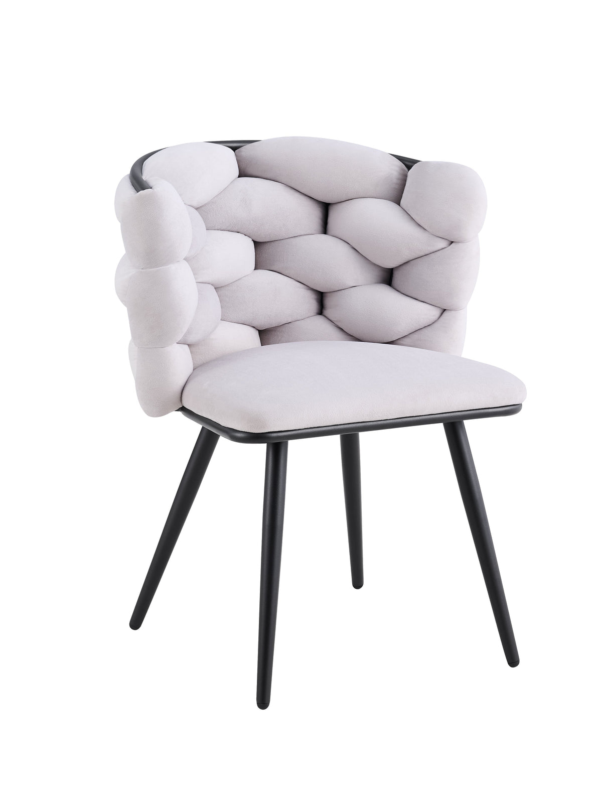 Lot de 2 chaises salle à manger en tissu gris pieds métal noir - LOLIPOP