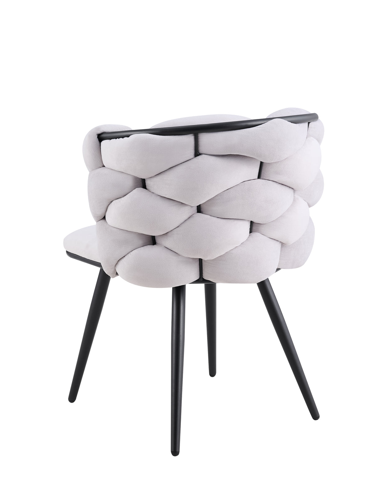 Lot de 2 chaises salle à manger en tissu gris pieds métal noir - LOLIPOP