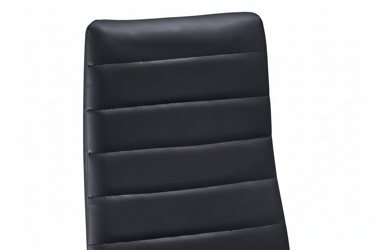 Lot 2 Chaises Salle à Manger Tolia Simili Cuir Noir Pieds Métal Noir