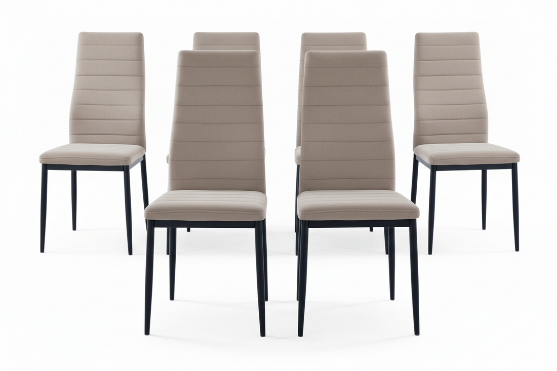 Lot 6 chaises velours taupe pieds métal noir 52x45x90 cm TOLIA