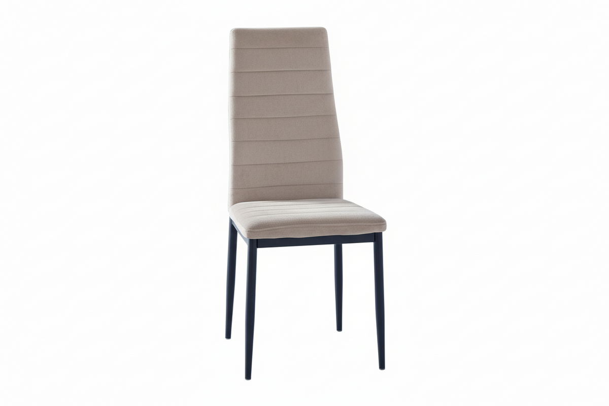Lot 6 chaises velours taupe pieds métal noir 52x45x90 cm TOLIA