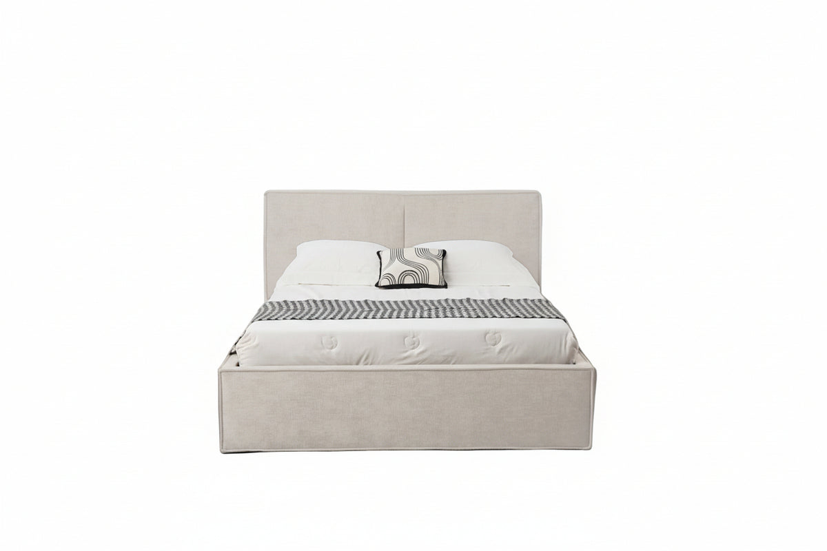 LIT DOUBLE COFFRE OLIVIA CHENILLE BEIGE 140X190CM