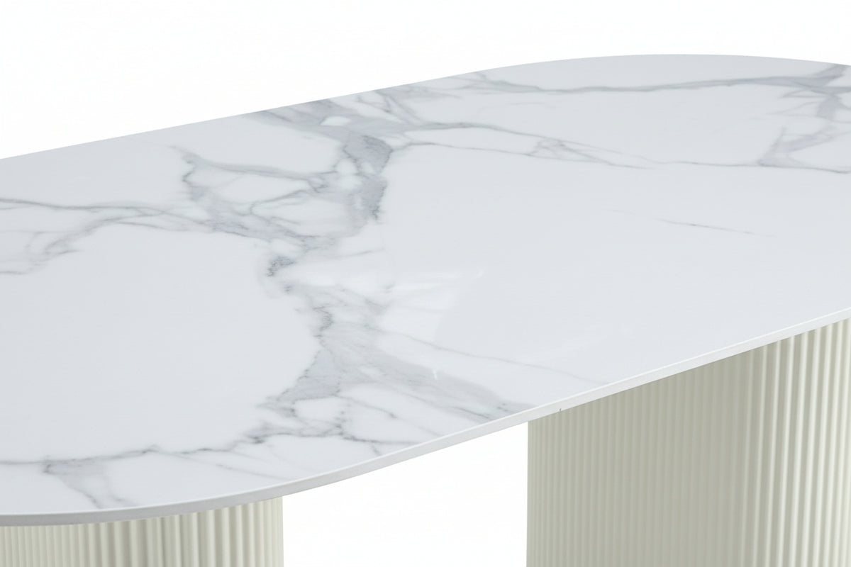 Table à manger ROXY céramique beige 180x90x75 cm #couleur_beige