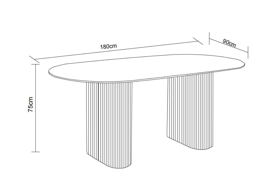 TABLE A MANGER ROXY PIED EFFET TRAVERTIN CERAMIQUE TRAVERTIN MAT 180x90cm