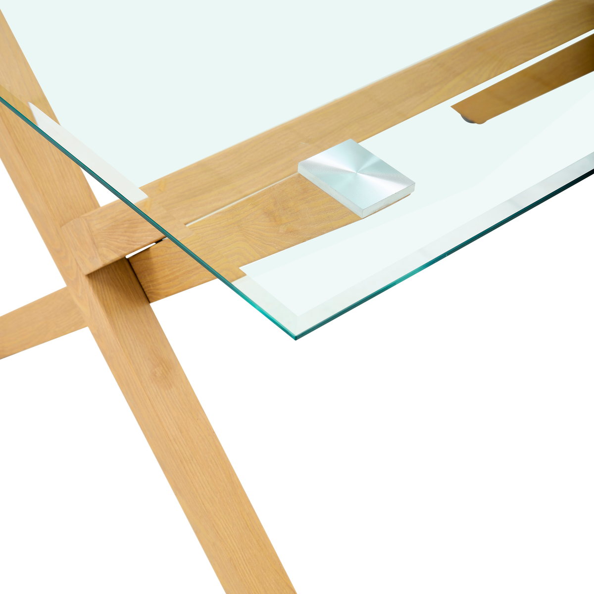 Table à manger IXE bois XXL & plateau en verre transparent 180x90x75 cm #couleur_bois_transparent