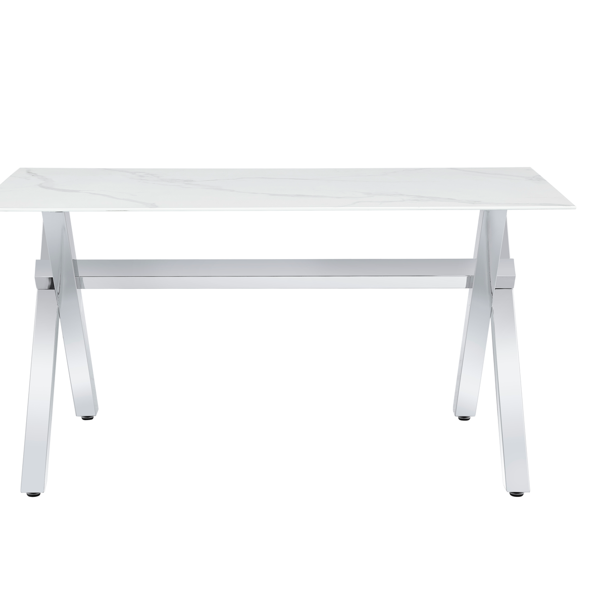 Table à manger IXE chrome XXL plateau verre trempé 180 cm