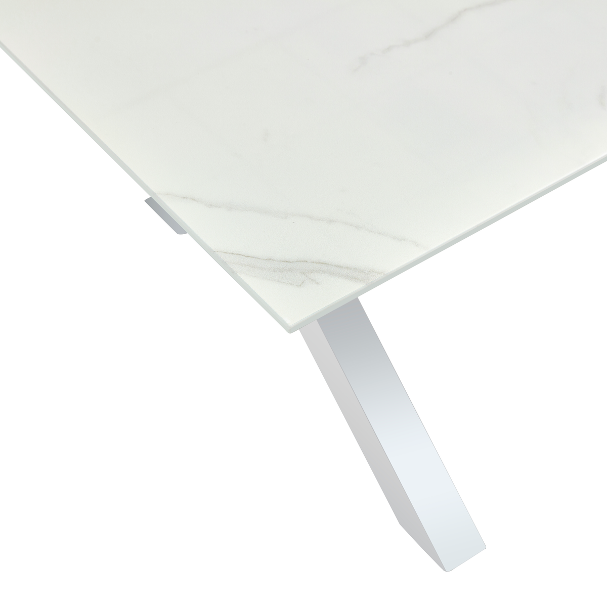 Table à manger IXE chrome XXL plateau verre trempé 180 cm